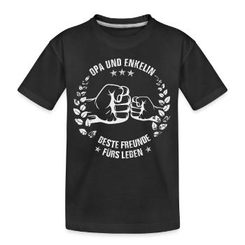 Opa und Enkelin - Kinder Premium Bio T-Shirt - Schwarz - Vorne