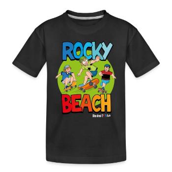 Die Drei ??? Kids Skateboard Fahren - Kinder Premium Bio T-Shirt - Schwarz - Vorne