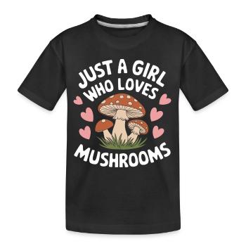 Pilz Pilze Funghi Champignon - Kinder Premium Bio T-Shirt - Schwarz - Vorne
