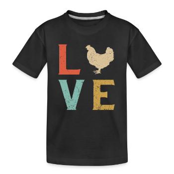 Ich liebe Hühner - Kinder Premium Bio T-Shirt - Schwarz - Vorne
