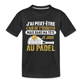 je joue au padel - T-shirt bio Premium Enfant - noir - Devant