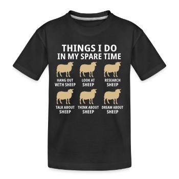 Dinge, die ich in meiner Freizeit mache, mit Schafen abhängen - Kinder Premium Bio T-Shirt - Schwarz - Vorne