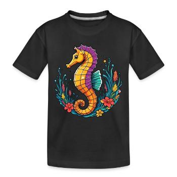 Hübsches dekoratives Seepferdchen - Kinder Premium Bio T-Shirt - Schwarz - Vorne