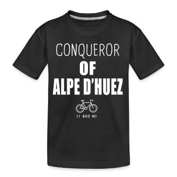 Eroberer der Alpes d'Huez mit dem Fahrrad Alpes - Kinder Premium Bio T-Shirt - Schwarz - Vorne