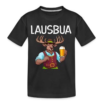 Lederhose Hirsch Tracht Bayrisch Trachten Ersatz - Kinder Premium Bio T-Shirt - Schwarz - Vorne