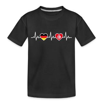 Tunisie Allemagne Battement de cœur Drapeau Tunisie - T-shirt bio Premium Enfant - noir - Devant