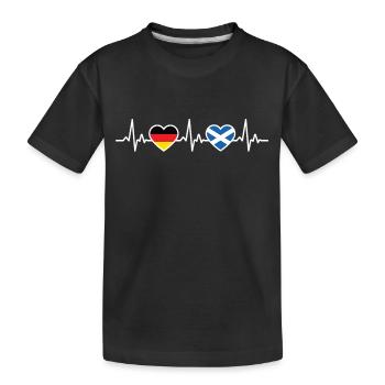 Schottland Deutschland Herzschlag Flagge Schotte - Kinder Premium Bio T-Shirt - Schwarz - Vorne