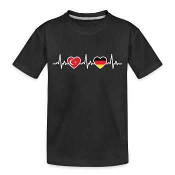 Tuerkei Deutschland Herzschlag Tuerkisch Deutsch - Kinder Premium Bio T-Shirt - Schwarz - Vorne