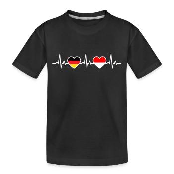 Indonesien Deutschland Herzschlag Indonesier - Kinder Premium Bio T-Shirt - Schwarz - Vorne