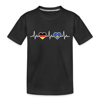 Kosovo Germany Heartbeat Flag Kosovars - Kids' Premium Organic T-Shirt - black - Front