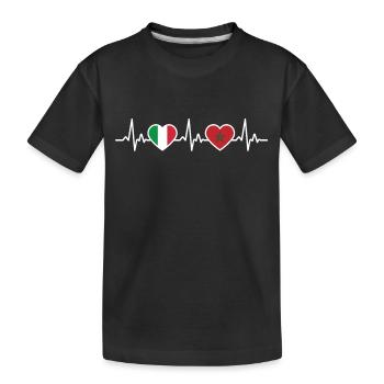 Morocco Italy Vintage Heartbeat Flag - Kids' Premium Organic T-Shirt - black - Front