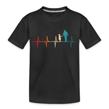 Father and daughter heartbeat grandpa and granddaughter - Kids' Premium Organic T-Shirt - black - Front
