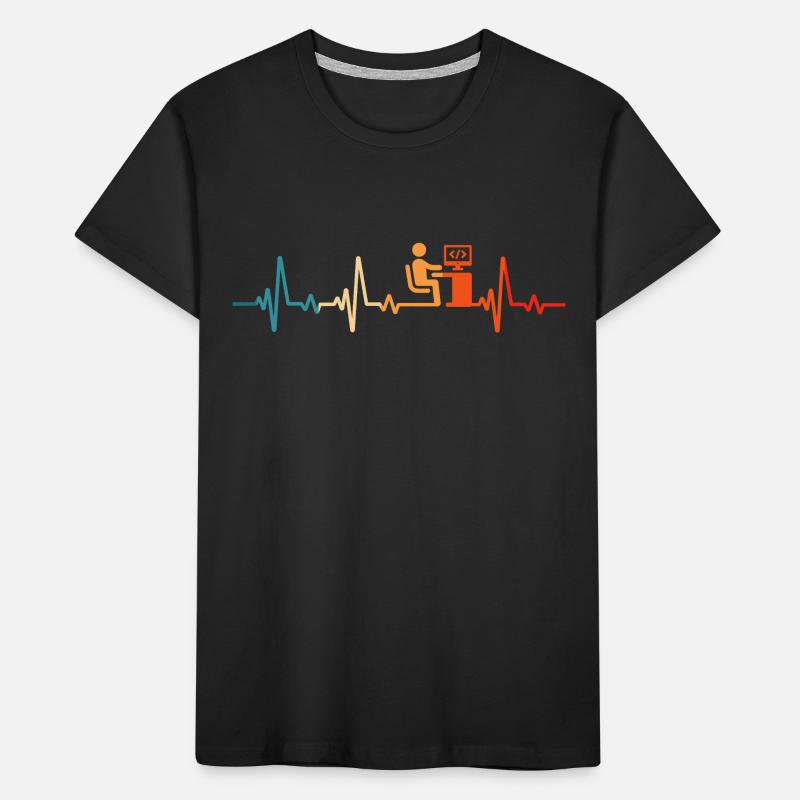 Programmer Retro Heartbeat Computer Scientist code Kids' Premium Organic T-Shirt