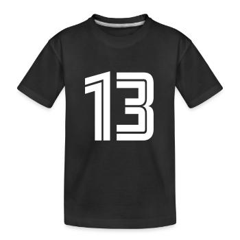 Trikotnummer 13 – Geschenk zum 13-jährigen Jubiläum - Kinder Premium Bio T-Shirt - Schwarz - Vorne
