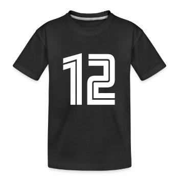 Trikotnummer 12 – Geschenk zum 12-jährigen Jubiläum - Kinder Premium Bio T-Shirt - Schwarz - Vorne