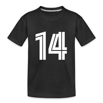 Trikotnummer 14 – Geschenk zum 14-jährigen Jubiläum - Kinder Premium Bio T-Shirt - Schwarz - Vorne
