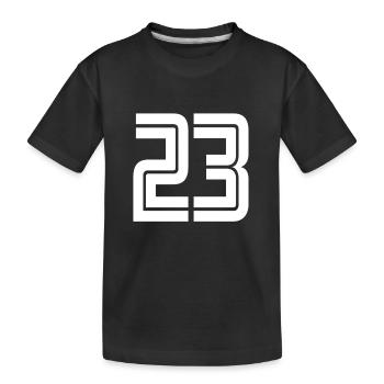 Trikotnummer 23 – Geschenk zum 23-jährigen Jubiläum - Kinder Premium Bio T-Shirt - Schwarz - Vorne