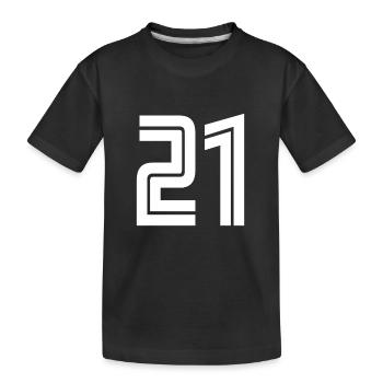 Trikotnummer 21 – Geschenk zum 21. Jubiläum - Kinder Premium Bio T-Shirt - Schwarz - Vorne