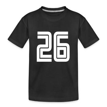 Trikotnummer 26 – Geschenk zum 26-jährigen Jubiläum - Kinder Premium Bio T-Shirt - Schwarz - Vorne