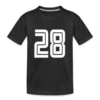 Trikotnummer 28 – Geschenk zum 28-jährigen Jubiläum - Kinder Premium Bio T-Shirt - Schwarz - Vorne