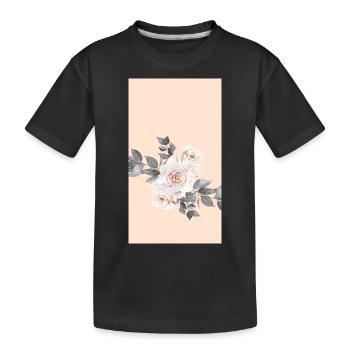 Couleur Pastel Roses Skintone Feuilles Grises Florales - T-shirt bio Premium Enfant - noir - Devant