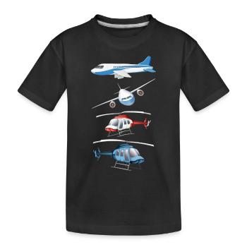 Flugzeug Hubschrauber Kinder Junge Und Mädchen - Kinder Premium Bio T-Shirt - Schwarz - Vorne