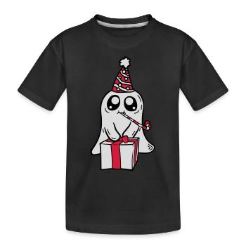 Little Ghost celebrates its birthday - Kids' Premium Organic T-Shirt - black - Front