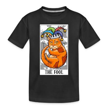 La carte de tarot drôle de chat Une carte de tarot de chat drôle Un tarot - T-shirt bio Premium Enfant - noir - Devant