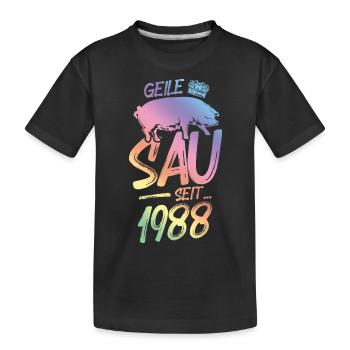 1988 Geile Sau - Kinder Premium Bio T-Shirt - Schwarz - Vorne