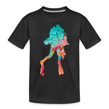 Tiefseetaucher und Taucher PopArt - Kinder Premium Bio T-Shirt - Schwarz - Vorne