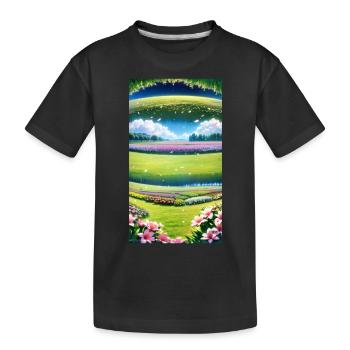 Landschaft mit 4 Bereichen, Generative KI - Kinder Premium Bio T-Shirt - Schwarz - Vorne