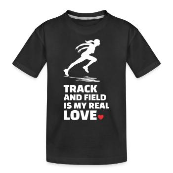 I love athletics - Kids' Premium Organic T-Shirt - black - Front