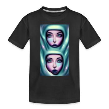Space Sisters Twins - Kinder Premium Bio T-Shirt - Schwarz - Vorne