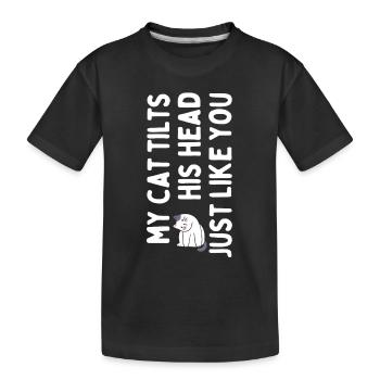 Drôle de tête inclinable de chat - T-shirt bio Premium Enfant - noir - Devant