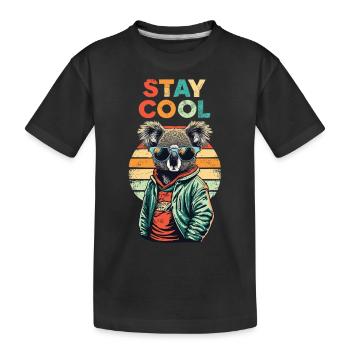 Retro Koala Stay Cool - Kinder Premium Bio T-Shirt - Schwarz - Vorne