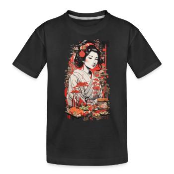 Japanische Aesthetic Sushi Vintage Ukiyo-E Kunst - Kinder Premium Bio T-Shirt - Schwarz - Vorne