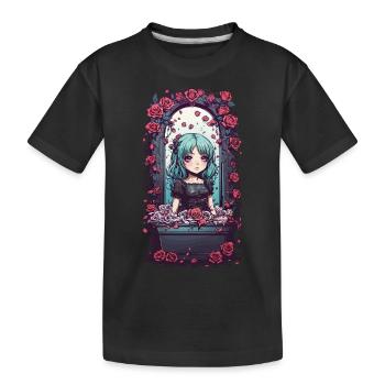 Kawaii Goth Anime Mädchen Viktorianisches Design - Kinder Premium Bio T-Shirt - Schwarz - Vorne