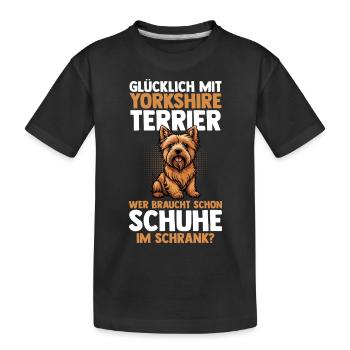 Hund Yorkshire Terrier - Kinder Premium Bio T-Shirt - Schwarz - Vorne