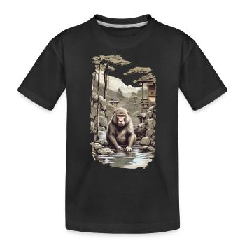 Japanmakake Ukiyo-E Affe in heißer Quelle Design - Kinder Premium Bio T-Shirt - Schwarz - Vorne