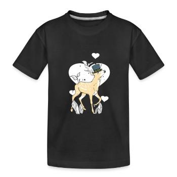 Herz Reh Rotwild Wild Waldtiere Hirsch Rehe - Kinder Premium Bio T-Shirt - Schwarz - Vorne
