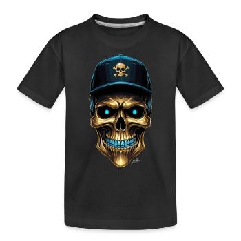 Urban Totenkopf Basecap - Kinder Premium Bio T-Shirt - Schwarz - Vorne