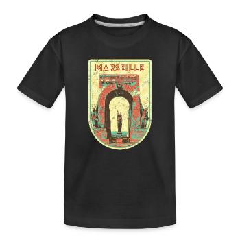 Retro badge, Marseille France is my hometown - Kids' Premium Organic T-Shirt - black - Front