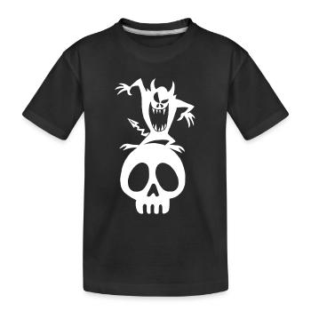 Skull and white demon - Kids' Premium Organic T-Shirt - black - Front