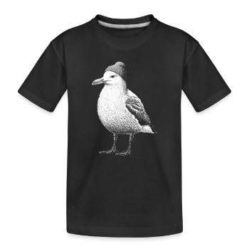 North Sea Seagull Beanie Beanie Black White - Kids' Premium Organic T-Shirt - black - Front