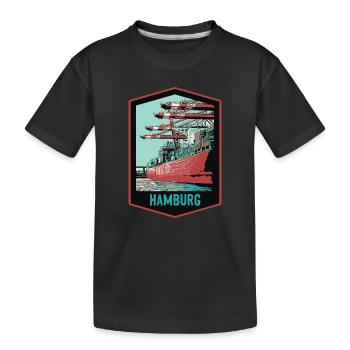 Hamburger Hafen und seine Schiffe - Kinder Premium Bio T-Shirt - Schwarz - Vorne