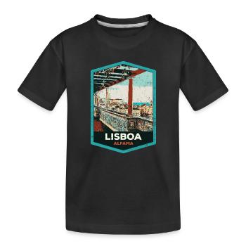 Illustration Alfama, Lisbonne - T-shirt bio Premium Enfant - noir - Devant