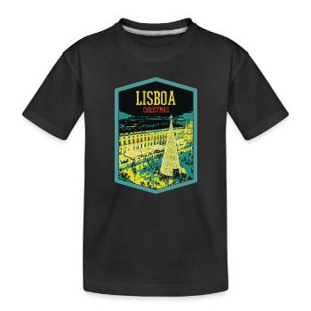 Illustration Place du Commerce, Noël à Lisbonne - T-shirt bio Premium Enfant - noir - Devant