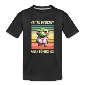 Schildkröte Morgenmuffel - Kinder Premium Bio T-Shirt - Schwarz - Vorne