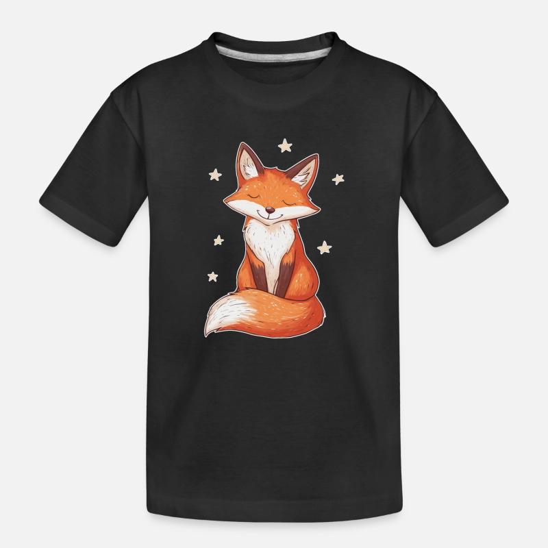 Fuchs und Sterne - Kinder Premium Bio T-Shirt - Schwarz