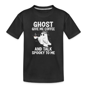Motif humoristique et effrayant avec un café fantôme - T-shirt bio Premium Enfant - noir - Devant